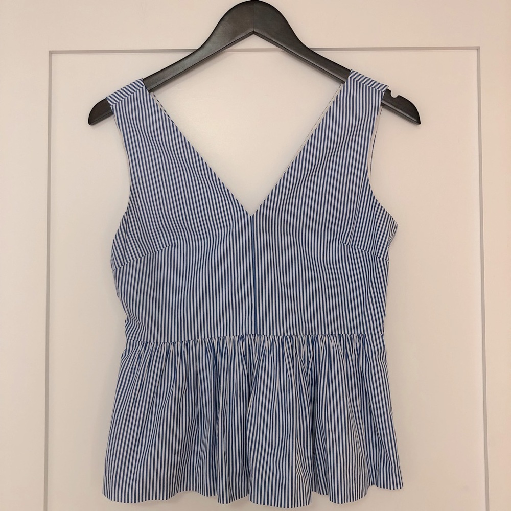 J.Crew Blue & White Stripe Peplum Top (00)